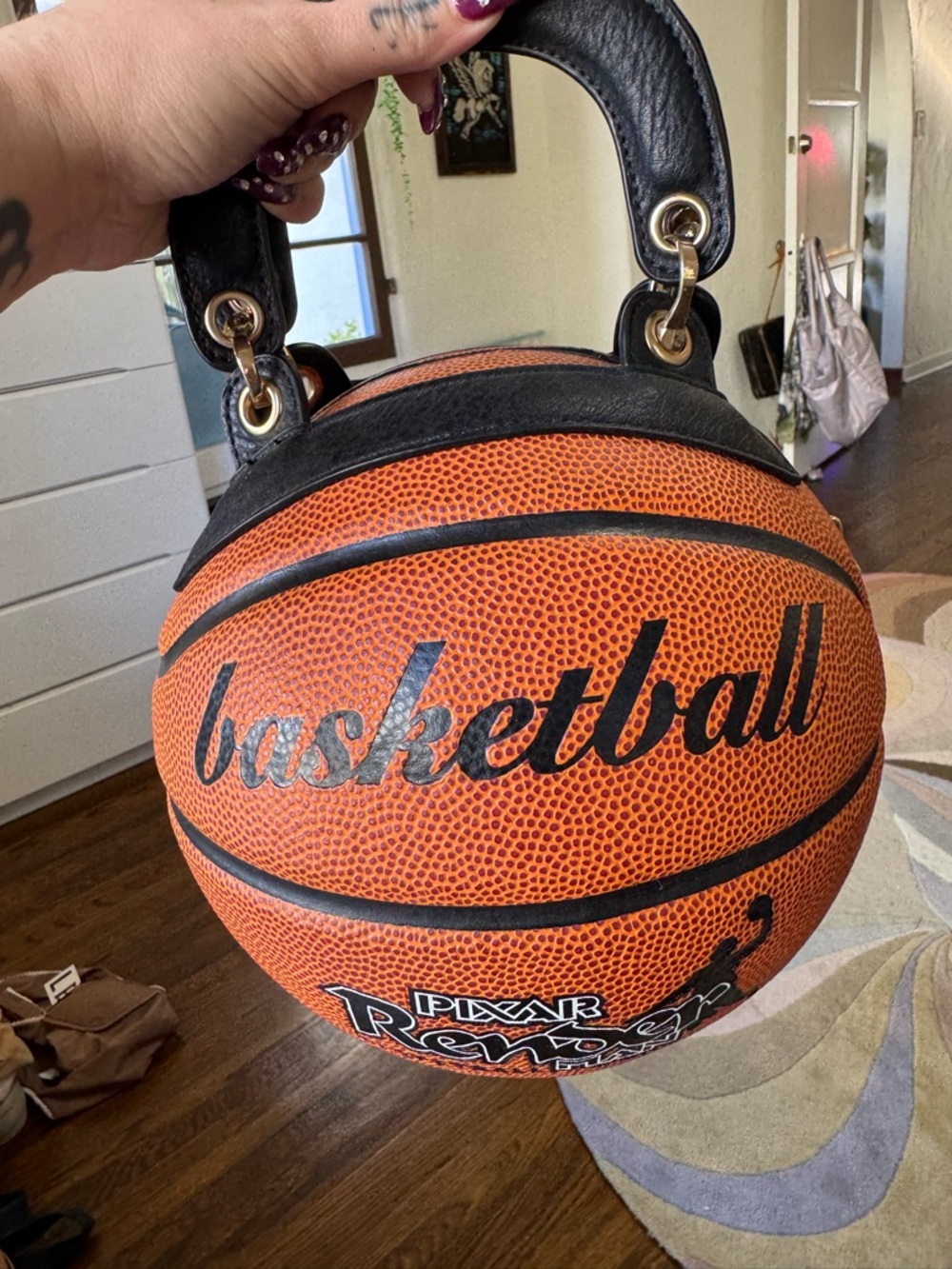 Basketball-Shaped Handbag/ Crossbody bag in Orange and Black